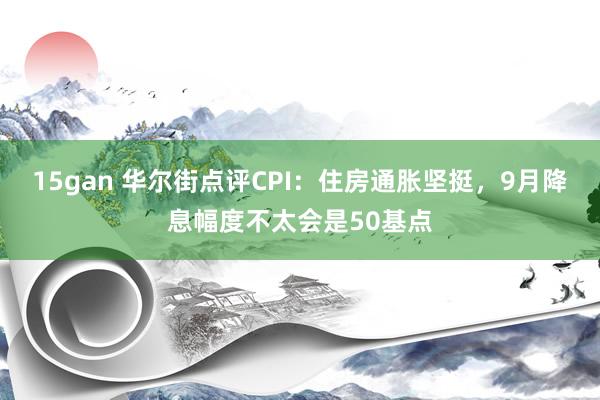 15gan 华尔街点评CPI：住房通胀坚挺，9月降息幅度不太会是50基点