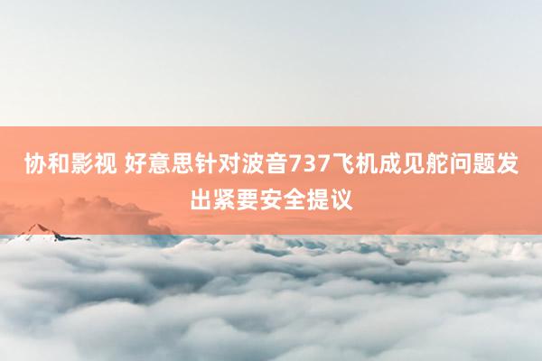 协和影视 好意思针对波音737飞机成见舵问题发出紧要安全提议