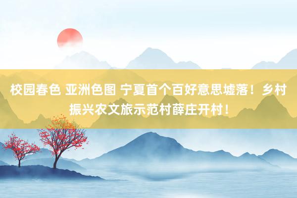 校园春色 亚洲色图 宁夏首个百好意思墟落！乡村振兴农文旅示范村薛庄开村！