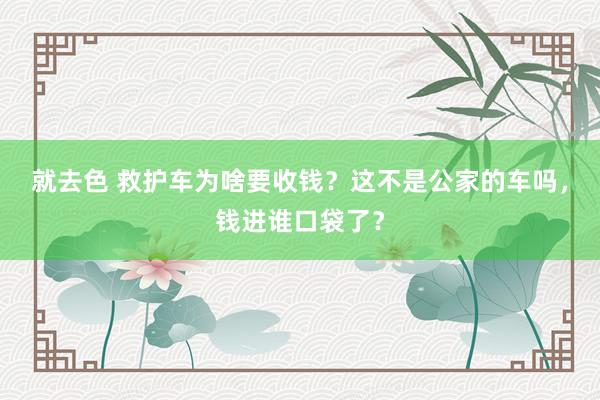 就去色 救护车为啥要收钱？这不是公家的车吗，钱进谁口袋了？