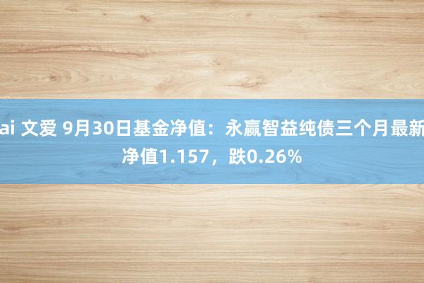 ai 文爱 9月30日基金净值：永赢智益纯债三个月最新净值1.157，跌0.26%