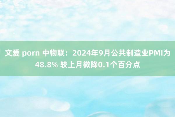 文爱 porn 中物联：2024年9月公共制造业PMI为48.8% 较上月微降0.1个百分点