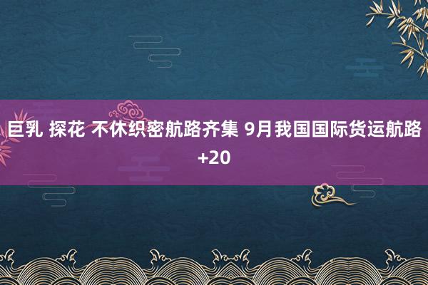 巨乳 探花 不休织密航路齐集 9月我国国际货运航路+20