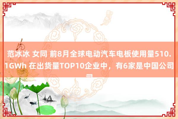 范冰冰 女同 前8月全球电动汽车电板使用量510.1GWh 在出货量TOP10企业中，有6家是中国公司