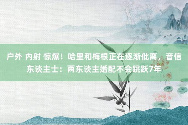 户外 内射 惊爆！哈里和梅根正在逐渐仳离，音信东谈主士：两东谈主婚配不会跳跃7年