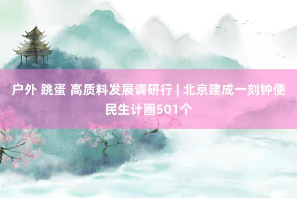 户外 跳蛋 高质料发展调研行 | 北京建成一刻钟便民生计圈501个