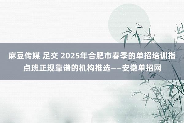 麻豆传媒 足交 2025年合肥市春季的单招培训指点班正规靠谱的机构推选——安徽单招网