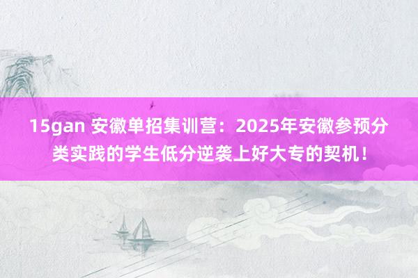 15gan 安徽单招集训营：2025年安徽参预分类实践的学生低分逆袭上好大专的契机！