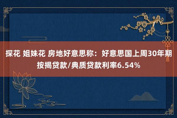 探花 姐妹花 房地好意思称：好意思国上周30年期按揭贷款/典质贷款利率6.54%