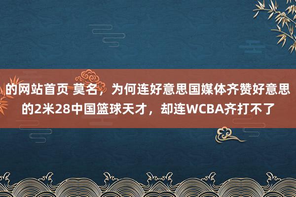 的网站首页 莫名，为何连好意思国媒体齐赞好意思的2米28中国篮球天才，却连WCBA齐打不了