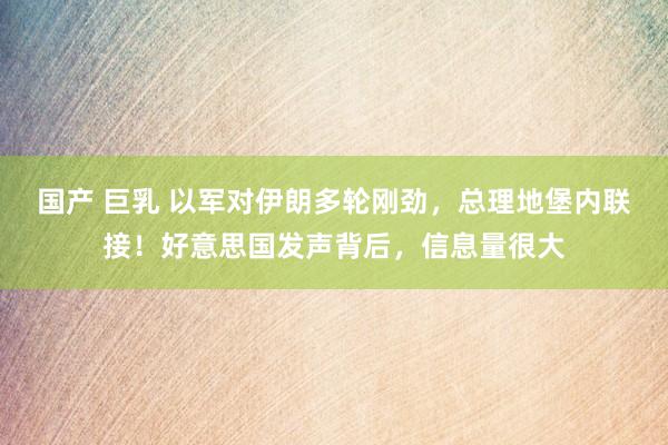 国产 巨乳 以军对伊朗多轮刚劲，总理地堡内联接！好意思国发声背后，信息量很大