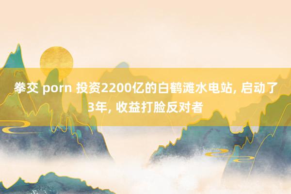 拳交 porn 投资2200亿的白鹤滩水电站， 启动了3年， 收益打脸反对者