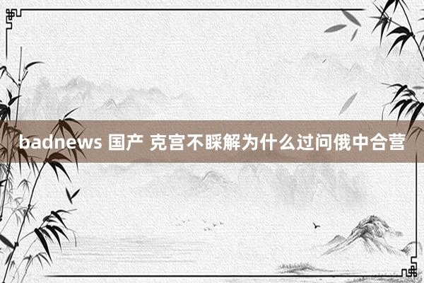 badnews 国产 克宫不睬解为什么过问俄中合营