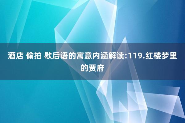 酒店 偷拍 歇后语的寓意内涵解读:119.红楼梦里的贾府