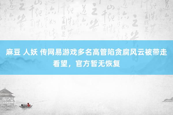 麻豆 人妖 传网易游戏多名高管陷贪腐风云被带走看望，官方暂无恢复