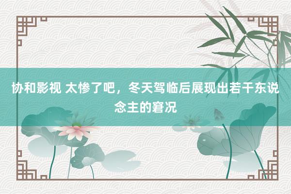 协和影视 太惨了吧，冬天驾临后展现出若干东说念主的窘况