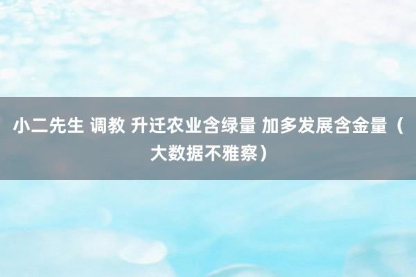 小二先生 调教 升迁农业含绿量 加多发展含金量（大数据不雅察）