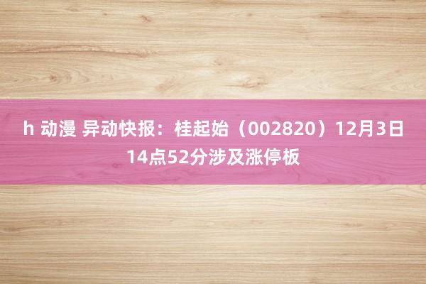 h 动漫 异动快报：桂起始（002820）12月3日14点52分涉及涨停板