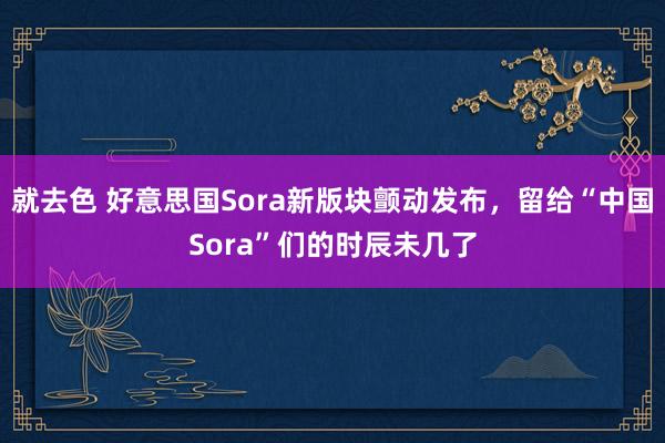 就去色 好意思国Sora新版块颤动发布，留给“中国Sora”们的时辰未几了