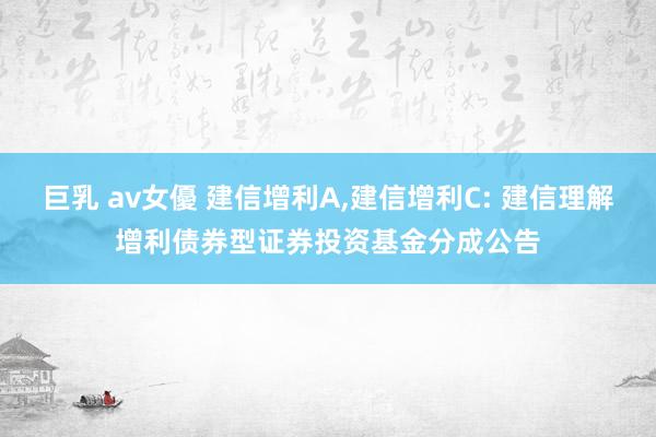 巨乳 av女優 建信增利A，建信增利C: 建信理解增利债券型证券投资基金分成公告