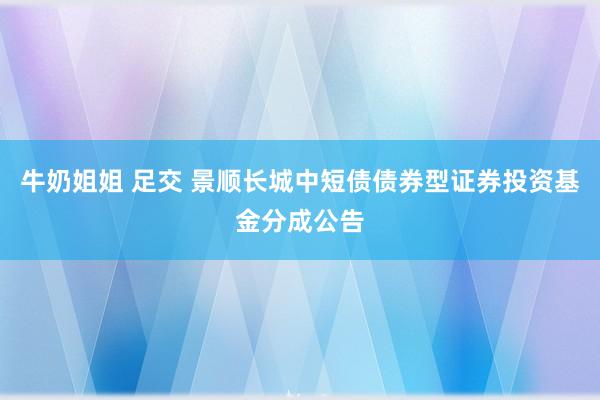 牛奶姐姐 足交 景顺长城中短债债券型证券投资基金分成公告