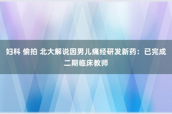 妇科 偷拍 北大解说因男儿痛经研发新药：已完成二期临床教师