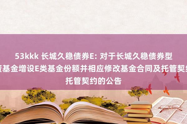 53kkk 长城久稳债券E: 对于长城久稳债券型证券投资基金增设E类基金份额并相应修改基金合同及托管契约的公告