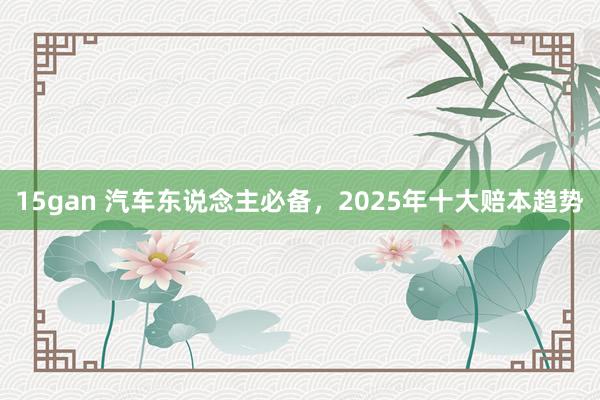 15gan 汽车东说念主必备，2025年十大赔本趋势