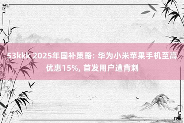 53kkk 2025年国补策略: 华为小米苹果手机至高优惠15%， 首发用户遭背刺